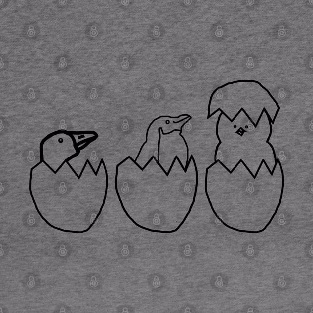 Three Easter Eggs Hatching Birds Minimal by ellenhenryart